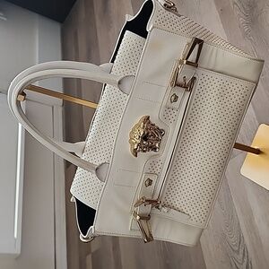 Versace Donna Palazzo Medusa Authentic Off White Studded Designer Bag (COA)